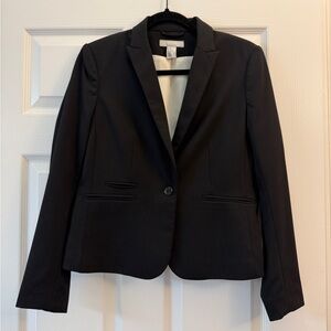 Black Classic Single-Button Women's Tailored Blazer Jacket, US 10